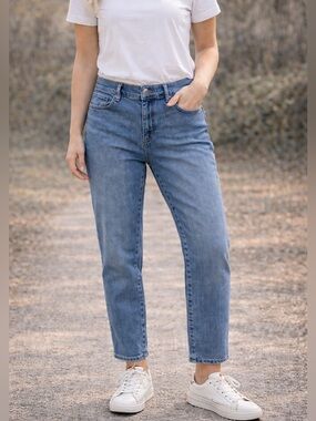 LOFT Outlet Straight Leg Jeans Women 10 Petite Mid Rise Stretch Blue Denim